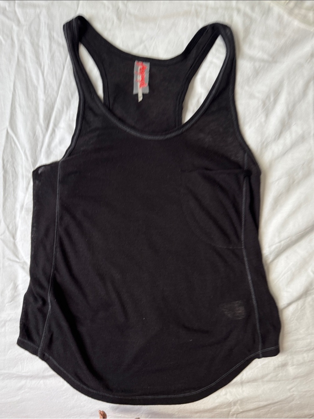 Free People Black Ribbed Racerback Tank with Contrast Stitching
